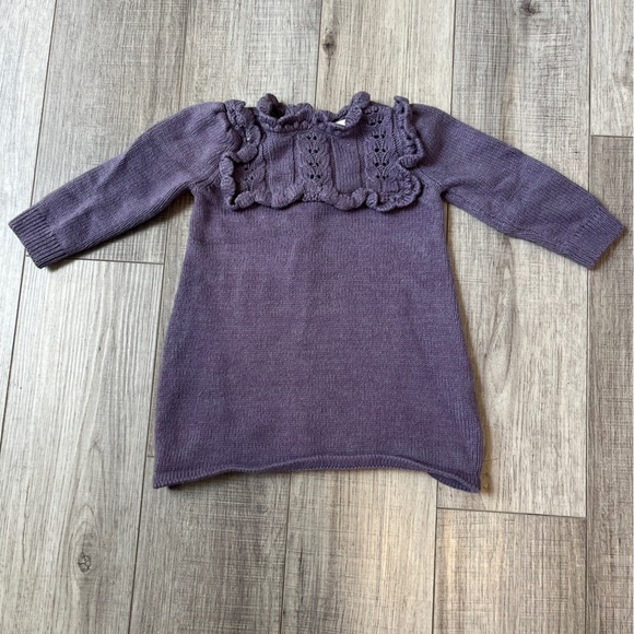 OshKosh Carters Purple French Terry Eyelet Knit Dress - 9 Months - Baby Formal - Picture 6 of 11
